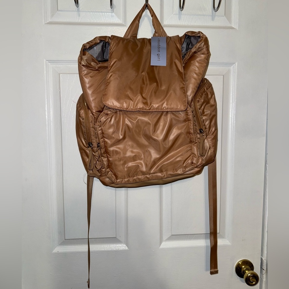 NWT Madden Girl Dark Tan Puffer Backpack